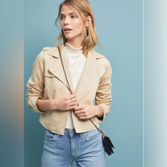 ANTHROPOLOGIE Expressway Moto Jacket in Sand - Picture 1 of 10
